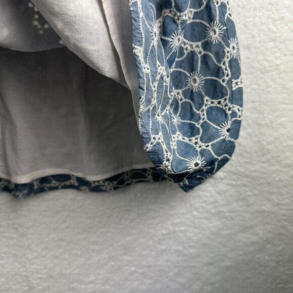 2/$30 Draper James Embroidered Eyelet Chambray Fit & Flare Dress Size 2 Coastal - Picture 8 of 12
